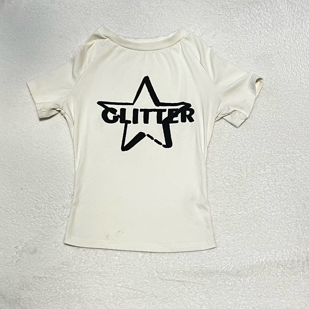 SHEIN Grunge Star & Letter Graphic Raglan Sleeve Crop Tee